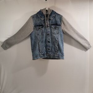 George Men's Small Blue W/Gray Sweatshirt Sleeves Jean Jacket